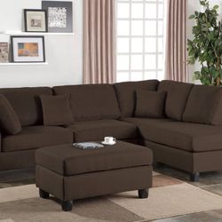 Brown Sectional Sofa With Ottoman 