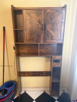 Rustic Barn Door Over-Toilet Storage Cabinet
