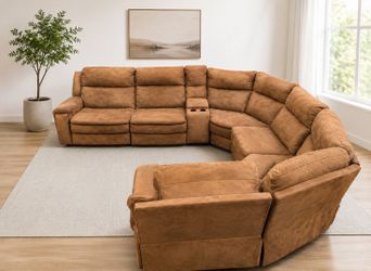 Huge Power Reclining Sectional Sofa by City Furniture – Brown, USB & Cup Holders