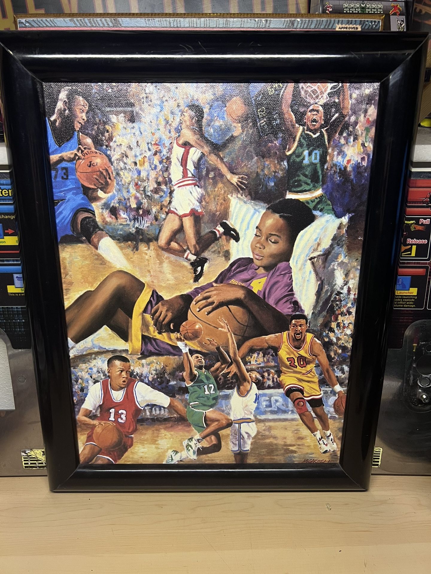 Clement Micarelli Basketball DREAMER Original Print on Canvas 16" x 12" FRAMED