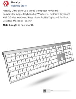 Brand New Macally Ultra Slim USB wired Keyboard for Mac