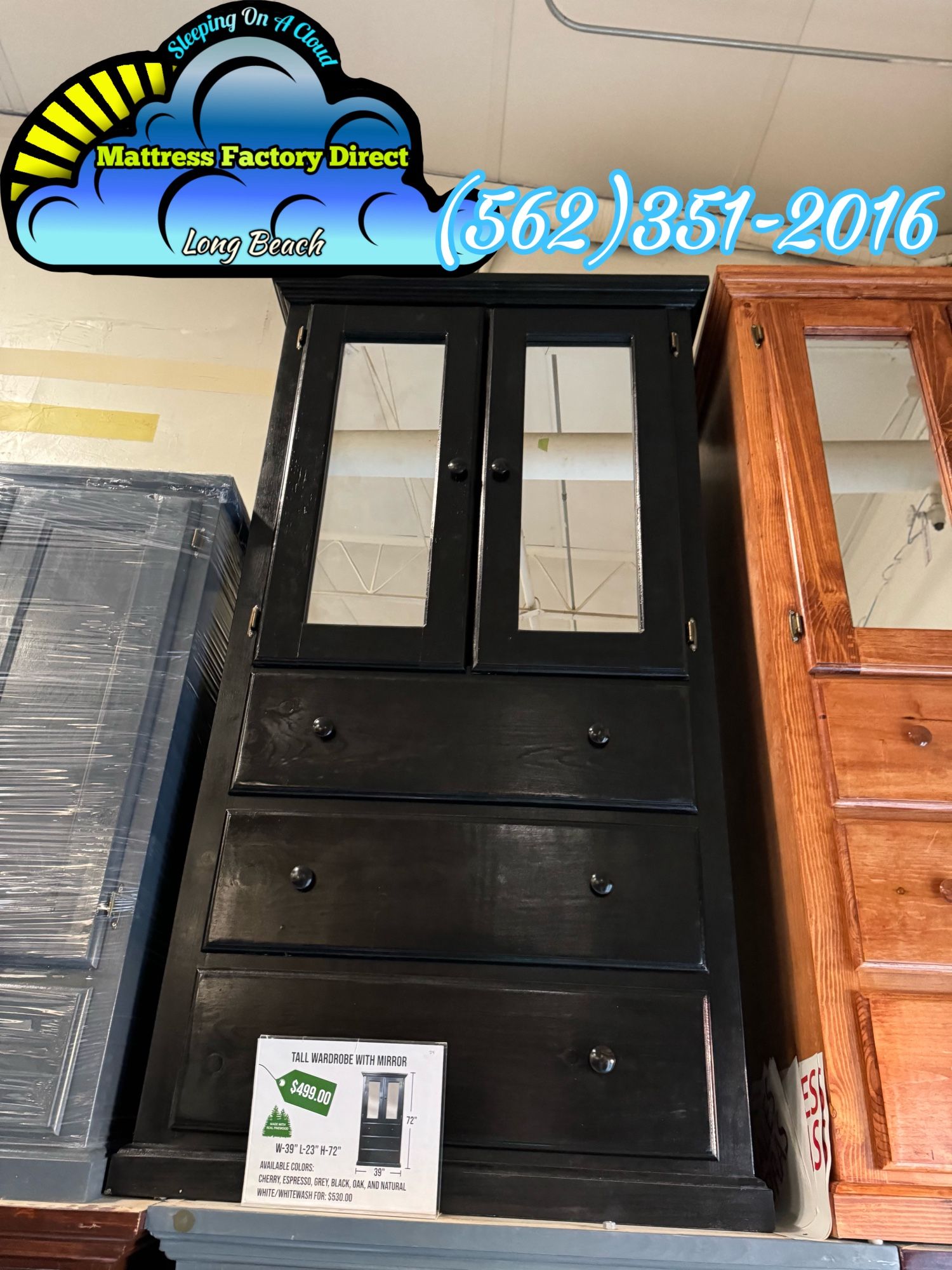 Black Pinewood Wardrobe Closet Ropero Nuevo