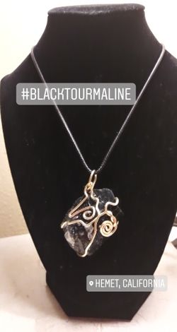 Genuine Black Tourmaline Necklace Pendant