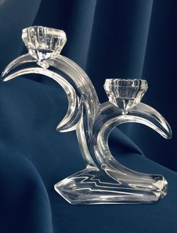 Crystal double taper candle holder