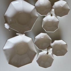 White Ceramic Bird Bowl Set