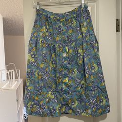 ModCloth Blue Floral Skirt Medium 8