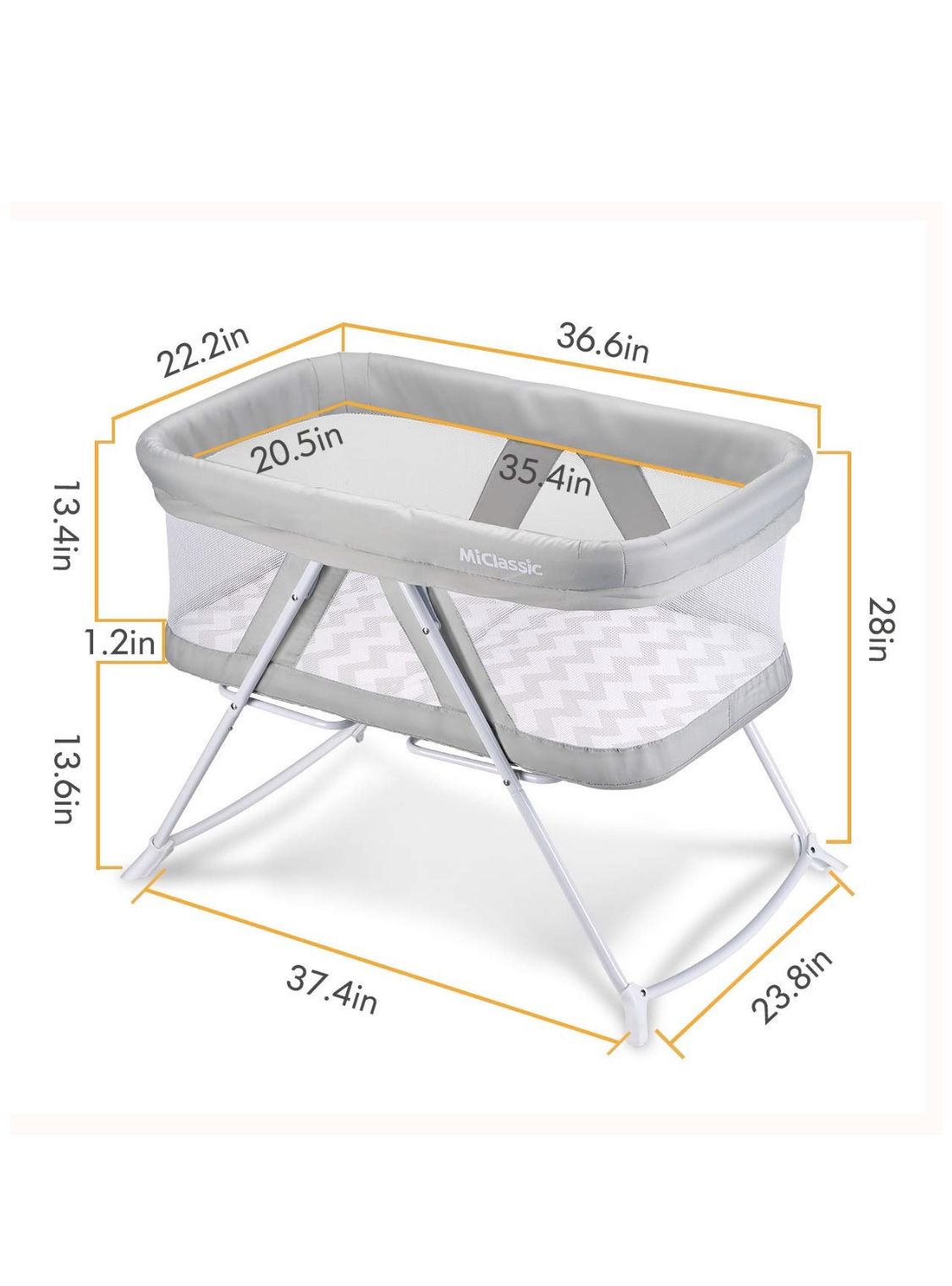 MiClassic 2in1 Stationary&Rock Bassinet One-Second Fold Travel Crib Portable Newborn Baby Used only for a few months, like new
