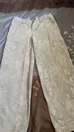 Wide Leg Printed Denim Jeans