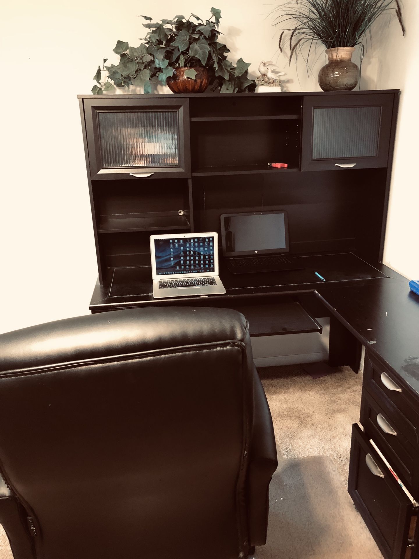 Desk with Drawers Black
