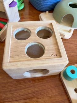Lalo planToys wooden Montessori ball drop and hammer