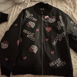 Sanrio Hello Kitty Faux Leather Rhinestone Bomber Jacket