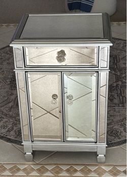 Pier 1 Hayworth Silver Mirrored Nightstand End Table