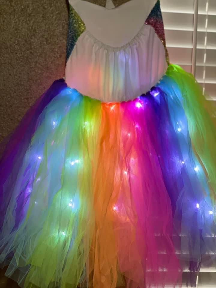 Unicorn Dress For Girl  With Led Lights  Size: 8 Th
