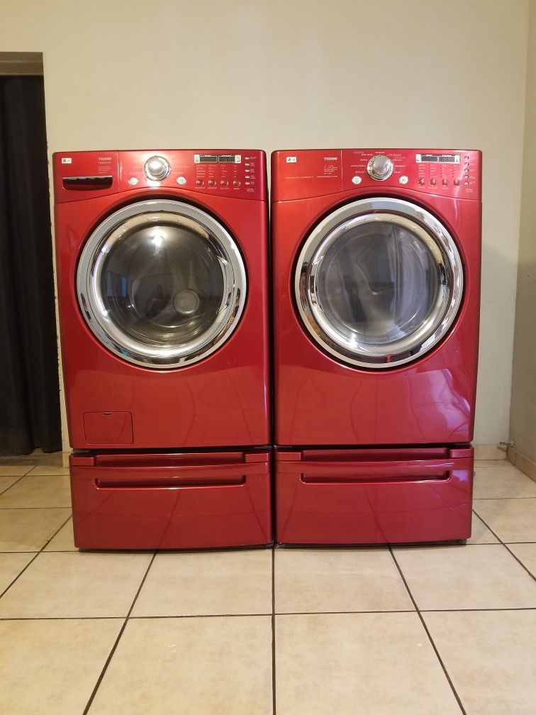 LG RED WASHER AND ELECTRIC DRYER FREE DELIVERY AND INSTALLATION ALSO A