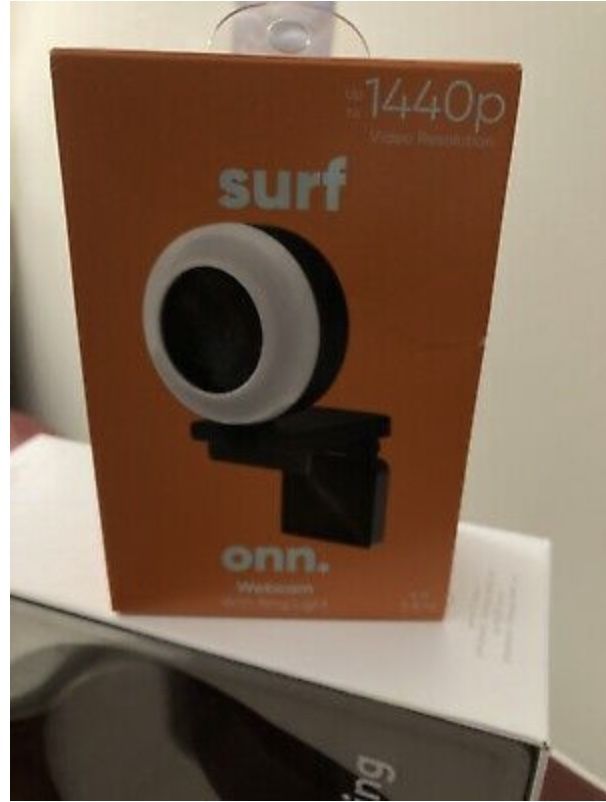 SURF ONN Webcam with Ring Light 1440p Resolution Built-in Microphone
