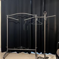 Vintage Cast Iron Garment Racks - Unique and Rare Find! Included Bonus: Two Cast Iron Hangers!