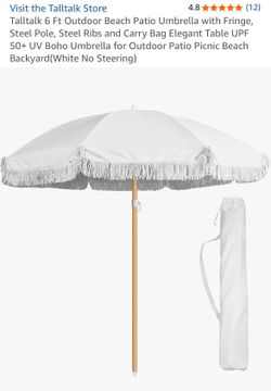 Talltalk 6ft Outdoor Patio Beach Umbrella with Fringe
