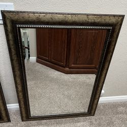 Two Framed Beveled Mirrors 42.5” H  x  30.75” W