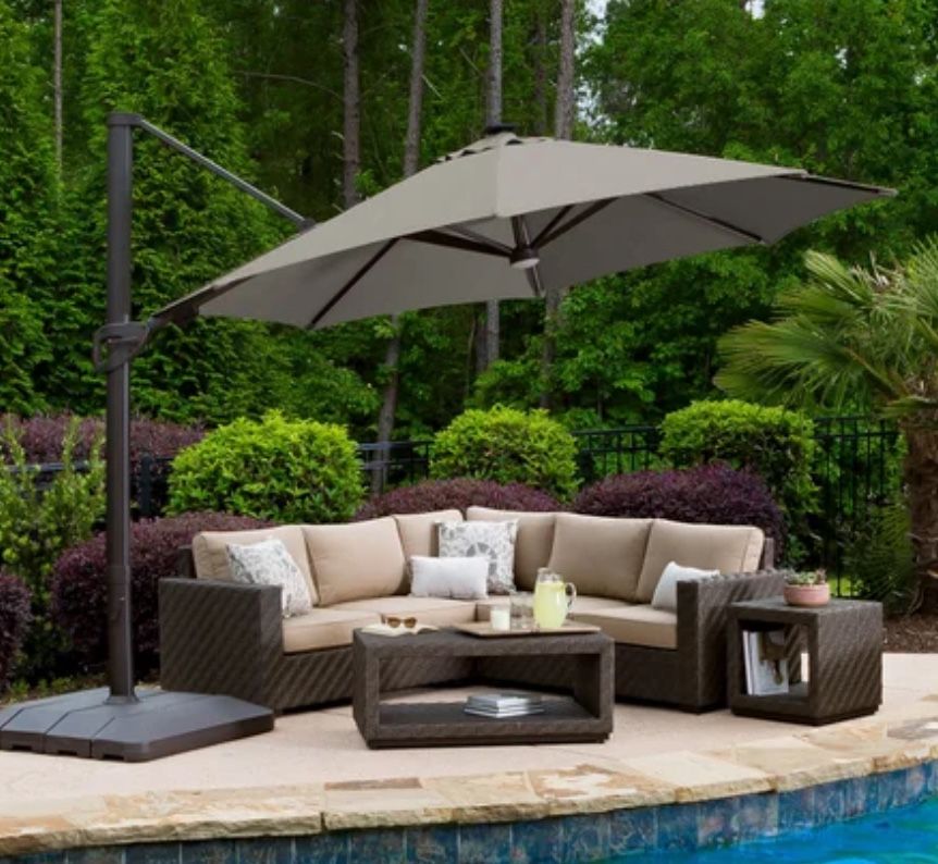 10 ft offset patio umbrella 10 Feet Offset Hanging Umbrella Base Patio Cantilever Umbrella