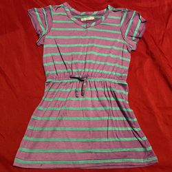 Toddler Girls 3Y Purple/Blue Cap Sleeved Striped Dress