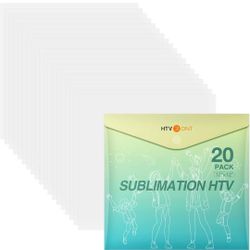 HTVRONT Clear HTV Vinyl for Sublimation, 20 Pack 12" X 12" Matte Sublimation Vinyl for Cotton Fabric