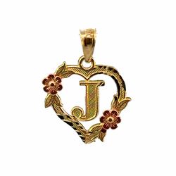 Woman’s Ladies 10k Two Toned Rose and Yellow Gold Initial J in a Heart Charm Pendant for Necklace GP3132594