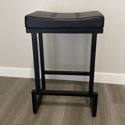 Counter Height Bar Stools, Faux Leather Barstools for Kitchen Island, Backless Saddle Stools with Metal Legs