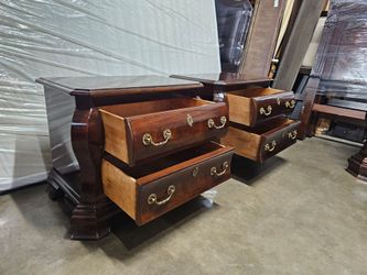 Pair of Mahogany Nightstands with Brass Hardware