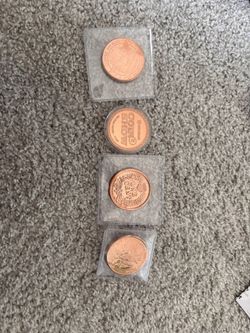Lot of 4 Copper Bullion Rounds (1 oz each)