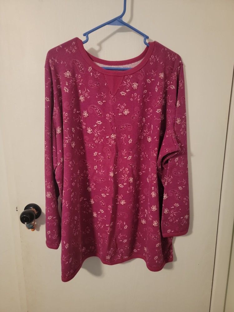 Woman Within Long Sleeve Waffle Knit Shirts