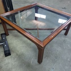 Square glass/wood coffee table