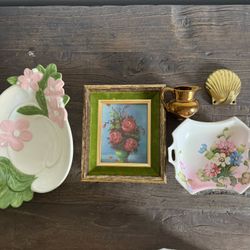 Vintage Items Trinket Bowls Small Art Small Pitcher Brass Shell Hook