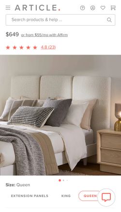 Article Queen White Boucle Headboard BRAND NEW