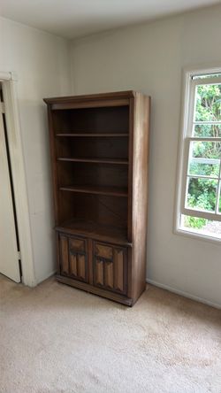 Tall Wooden Bookcase with Cabinet
