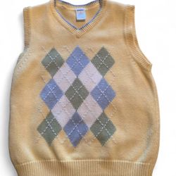 Boy’s Gymboree Yellow and blue argyle sweater vest and plaid shirt. 