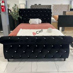 Black Button tufted Queen/King Bed Frame