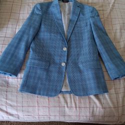 Tommy Hilfiger End-on-End Stretch Glen Plaid Suit Jacket Big Boys 12 Bright Blue