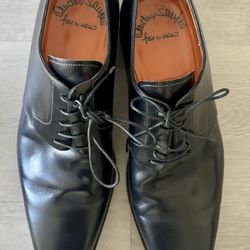 black polished leather Santoni Fatte a Mano Oxford shoes 11