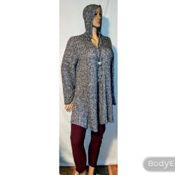 Gray Hooded Cardigan