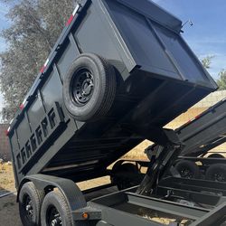 New 12ft Long HEAVY DUTY 7000 lbs axels Scissor Lift Hydraulic Dump Trailer fully Loaded 🥇