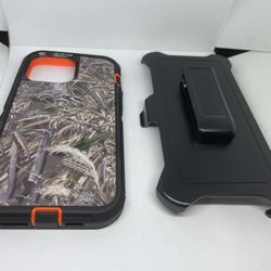 For IPhone 13 Pro Max Orange Grass Camouflage Case With Belt Clíp 