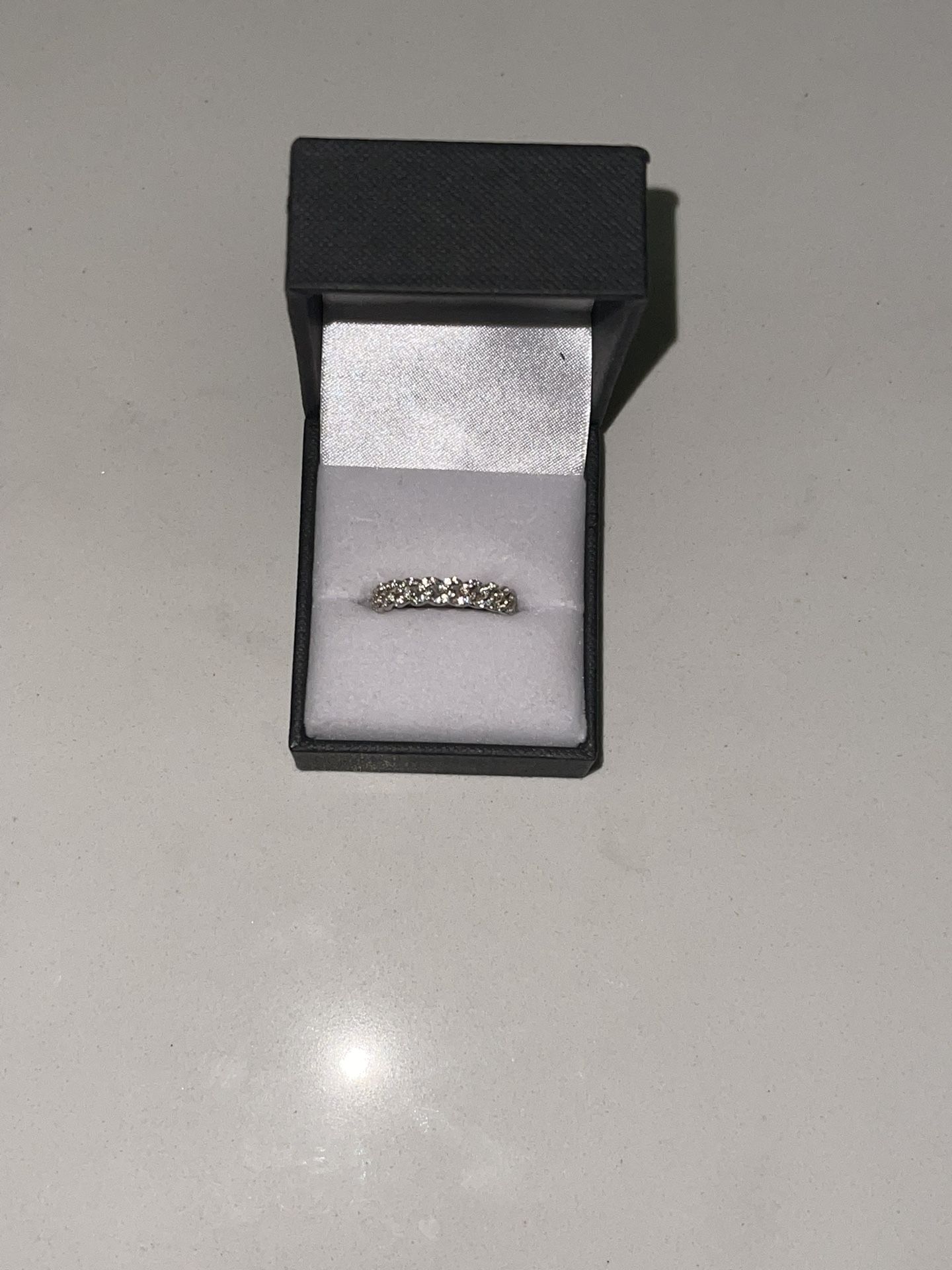 18kt White Gold Vermeil Cuban Link Ring W Pave Set White Sapphires