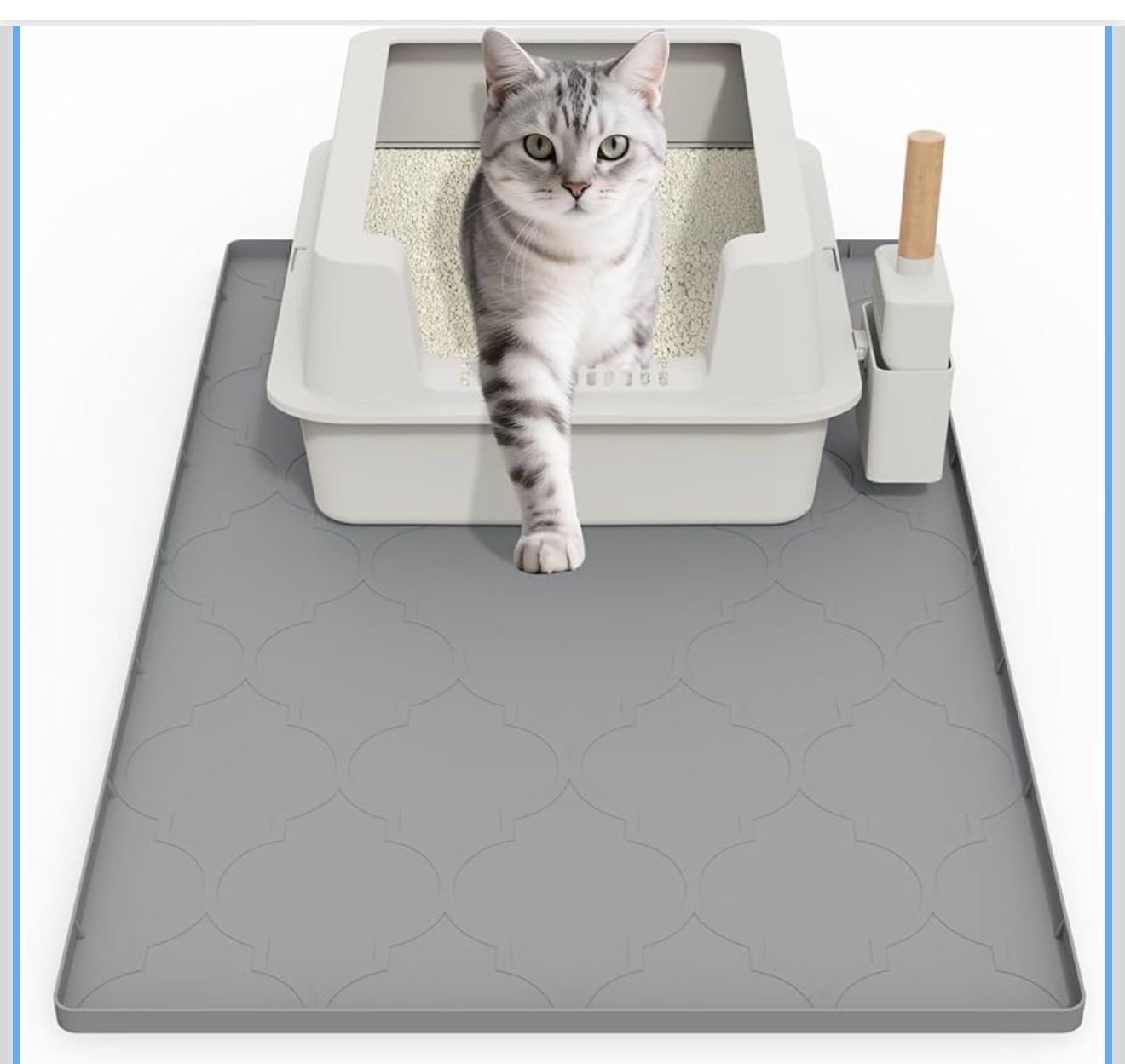 Cat Mat for Litter Box, 34" X 22" Large Silicone Cat Litter Trapping Mat, Easy Clean for Scatter Control, Soft on Kitty Paws, Waterproof, Urine-Proof,