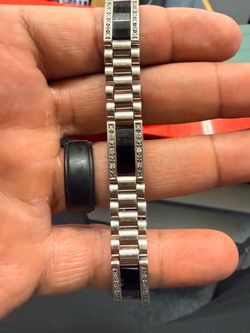 14KT White Gold Rolex Bracelet W/ Black Stone 44308-1