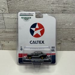 GreenLight Collectibles CALTEX Black ‘1971 Datsun 510 • Die Cast Metal • Made in China Scale 1:64