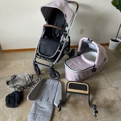 Uppababy Cruz V2 Stroller With Bassinet And Piggyback Board Pink