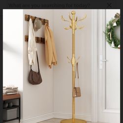 Gold Metal Coat Hanger Rack Stand Entryway Tree
