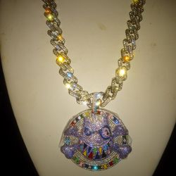 Brass Chain With Charm Qz Diamonds