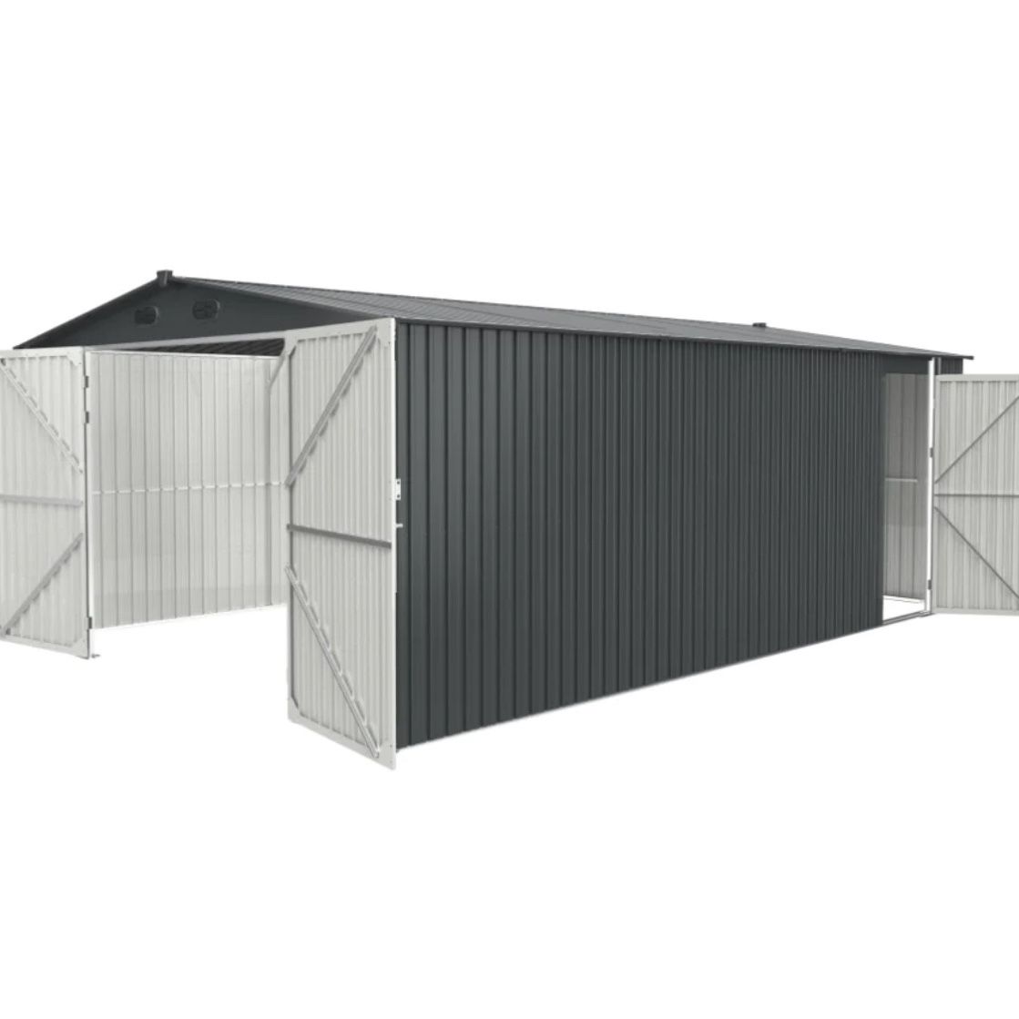 20 Ft X 10 Ft Dark Gray Outdoor Metal Utility / Garden / Storage Shed  (Garage / Carport)  [NEW IN BOX] **Retails for $2000+ <Assembly Required> 