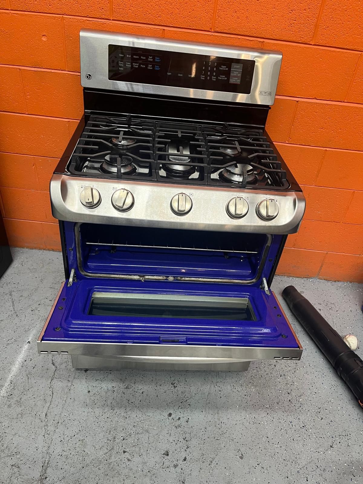 5 burner double oven gas stove 
